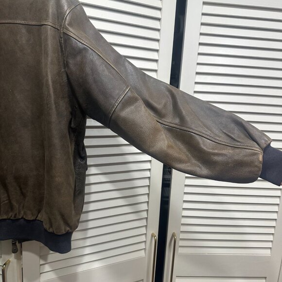 LL Bean Mens Vintage Goatskin Leather Bomber Jacket - Picture 10 of 10